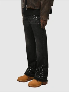 Pantalones de mezclilla rectos informales elásticos de hip hop holgados para hombre - Imagen 1 de 9