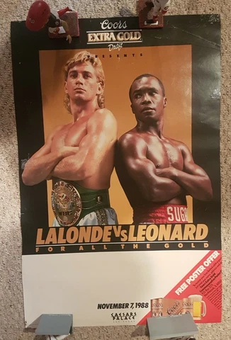 SUGAR RAY LEONARD vs LALONDE "FOR ALL THE GOLD" 1988 Boxing poster 19.5 x 30 Cover
