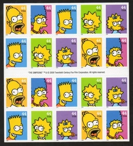 USA Scott 4403b Complete Self Adhesive Pane, 44¢ Simpsons - Homer on Back - Picture 1 of 1