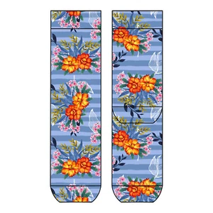 Damen COOL7 Socken - ONE SIZE (Gr. 36/41) - Motiv: C0119 - Flower + Stripe  1 - Bild 1 von 6