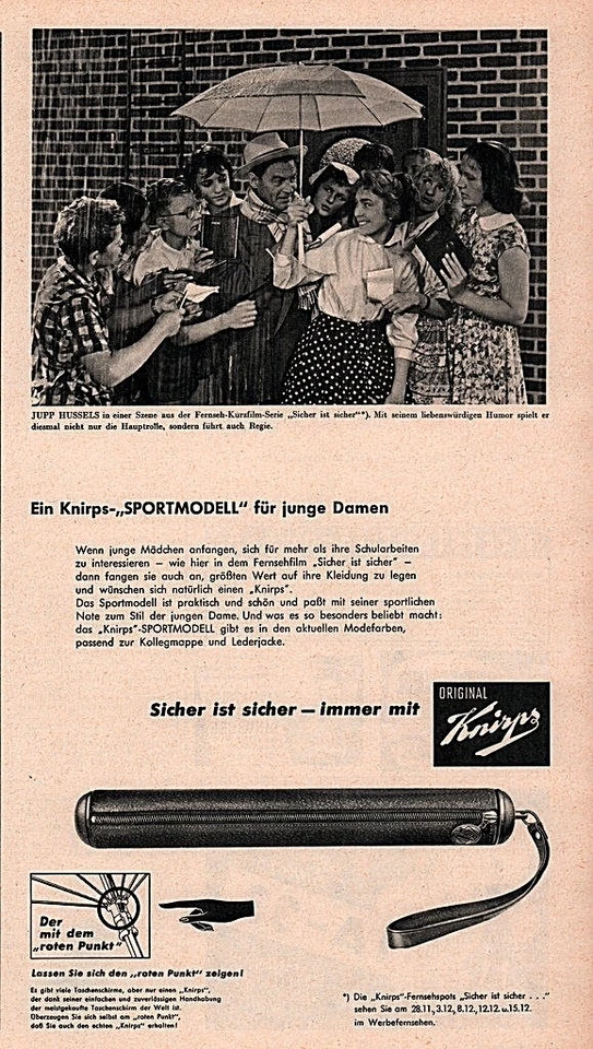 1958 A GERMAN AD  KNIRPS UMBRELLA JUPP HUSSELS FILM STAR - Image 1 of 1