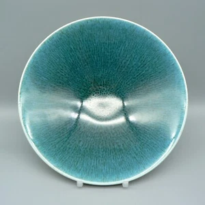 POOLE STUDIO REACTIVE GLAZE 8” BOWL #56 RARE DELPHIS PERFECT PEACOCK TONY MORRIS - Picture 1 of 13