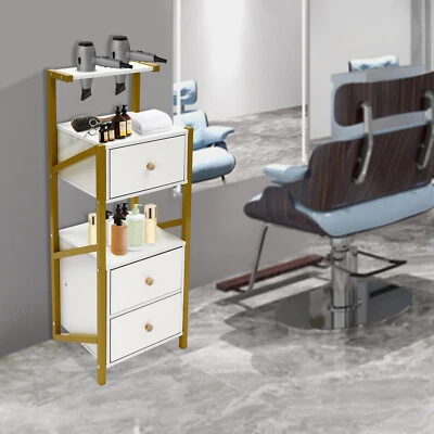 Armario de almacenamiento de salón con 3 cajones y soporte para secador de pelo - Resistente Foto 1 de 4