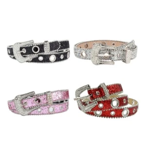 Shimmering Pin Buckle Waist Belt Harajuku Full Sequins Belt for Rock Fans Teen - Picture 1 of 12