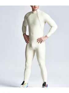 Latex Catsuit Gummi Weiß Catsuit Kostüm Bodysuit Front Zipper 0,4 Mm S-XXL - Picture 1 of 3