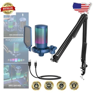 High-Quality USB Gaming Mic with RGB Lighting & Accessories Included - Picture 1 of 9