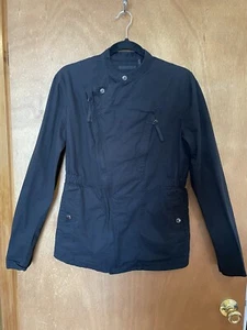 HELMUT LANG Black Cotton Moto Biker Asymmetrical Jacket Coat - Size XS - Picture 1 of 5