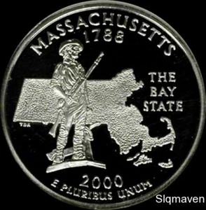 2000 S 90% Silver Massachusetts State Quarter Deep Cameo Gem Proof No Reserve - Picture 1 of 1