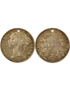 Indes Britanniques Victoria - Roupie Argent - 1840 Percé - Imagen 1 de 3