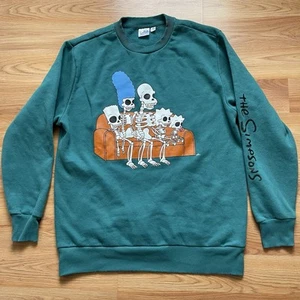 The Simpsons Sweatshirt Size Medium Green House of Horror Skeletons Halloween - Picture 1 of 3
