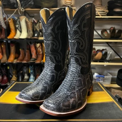 Men’s Python Snake Leather Boots. Square Toe Cowboy Boots. Bota De Piel Piton  - Image 1 of 4