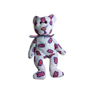 Oso de peluche Jack the Union Jack bandera británica peluche 8" blanco - Imagen 1 de 9