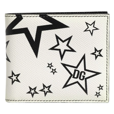 Бумажник DOLCE & GABBANA белый кожаный с логотипом DG Star складной мужской держатель для карт $380 - Изображение 1 из 4