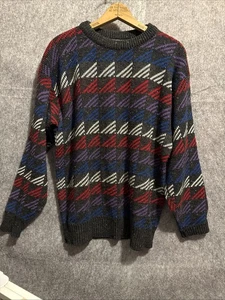 Vintage Pullover Graphix Herren Pulli Gr. Lg Strickpullover Rundhals 80er 90er Geometrisch - Bild 1 von 5