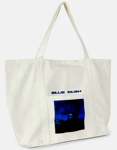 BILLIE EILISH Large Tote Shopper Bag White Cotton BNWT Primark Licenced - Picture 1 of 2