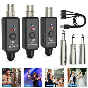 Wireless XLR Adapter System Dual Sender & Empfänger für Mikrofon Gitarre Mixer USA - Bild 1 von 14