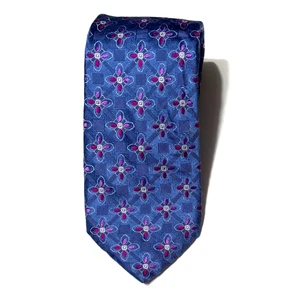Robert Graham Designer Neck Tie Floral Blue Purple Magenta 100% Silk Made In USA - Picture 1 of 10