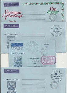1977/9 4 cartas aéreas de las Islas Falkland 1 sin usar 1 vuelo desde Port Pembroke - Imagen 1 de 1
