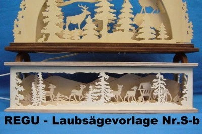 REGU - LAUBSÄGEVORLAGEN REGU - Laubsägevorlage - SOCKELBANK "Tiere auf Waldlichtung" f. SCHWIBBOGEN Sb9