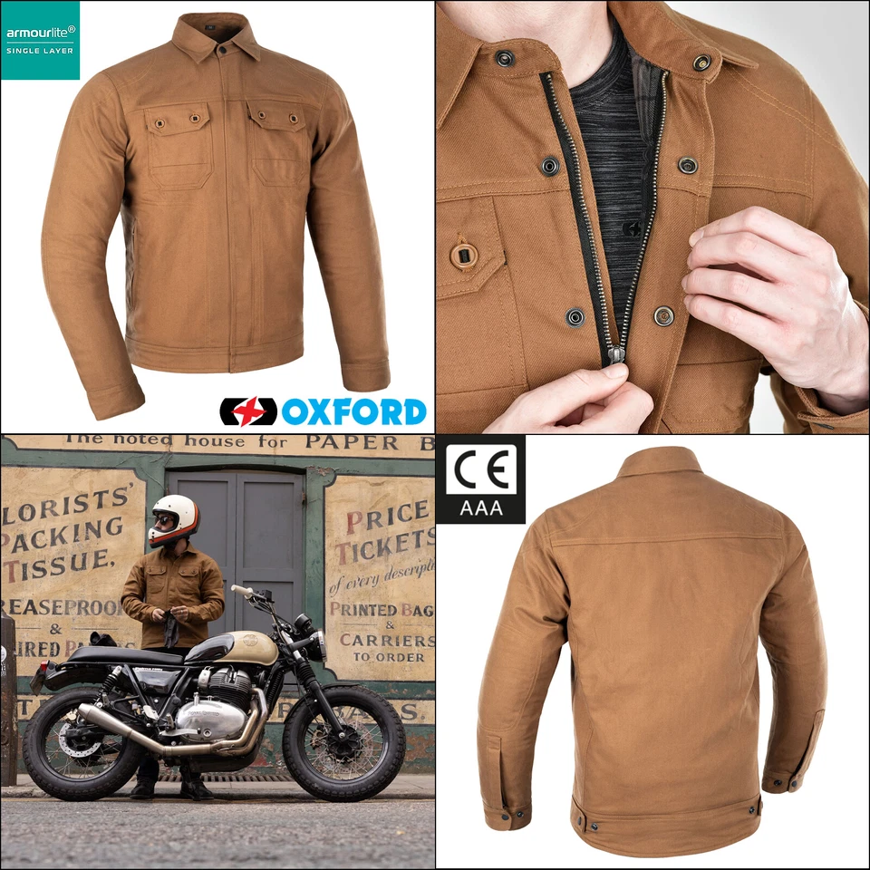 Oxford Original Approved Heist AAA Motorcycle Motorbike Textile Jacket Tan - Image 1 of 4
