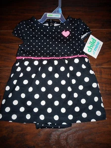 Child Of Mine Dress Infant Baby Girls 3-6 Month Black With White Polka Dot NWT - Picture 1 of 3