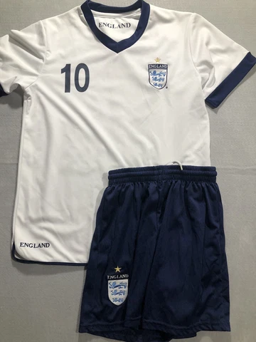 England National Team White Soccer Jersey & Blue Shorts Rooney Size M Youth 14 Cover