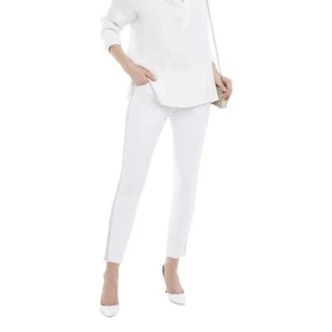 J Brand White Alana High Rise Cropped Jeans Borderline Metallic Track Stripe 26 - Picture 1 of 12