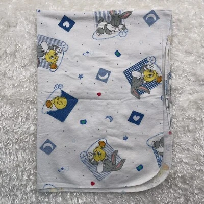 Manta Baby Looney Tunes Vintage Bichos Piolín Pájaro Algodón Franela Recibiendo 1999 Foto 1 de 4