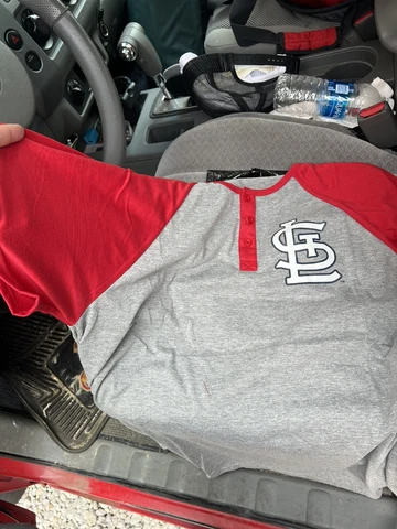 St. Louis Cardinals RED Adult Henley Shirt Giveaway. 7/16/23 SGA - XL NEW - RED Cover