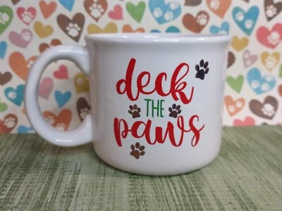Holiday Home Deck The Paws, 16 Oz White,Green, Red And Gold Coffee Mug  - Image 1 of 4