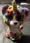 Ty Beanie Boos 6" Giselle Unicorn Rainbow Leopard Plush Animal Toy