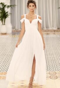 LULU’S Bariano Ocean Of Elegance Wedding Dress Ivory Maxi Gown Bridal Sz XS