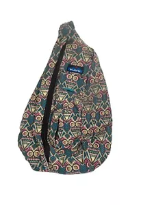 KAVU Rope Bag Sling Owl Aztec Print Crossbody Backpack Teal Slingpack Outdoor - Picture 1 of 4