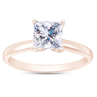 1/4 CT CERTIFIED Princess-Cut Diamond Engagement Ring in 14K Rose Gold - Image 1 of 4