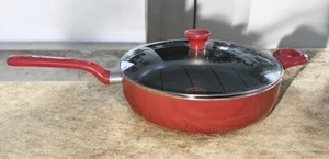 Red T FAL Heat Mastery Non-Stick 5qt Jumbo Cooker Glass Dome Cover Helper Handle - Picture 1 of 6