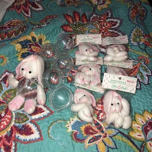 Easter Bunny Heads & Paws with Clear Plastic Ornaments Set Of 6 - Picture 1 of 3
