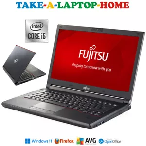 Fujitsu LifeBook Windows11 Laptop Red Stripe Design Gaming GFX 256Gb SSD HD 14" - Picture 1 of 10