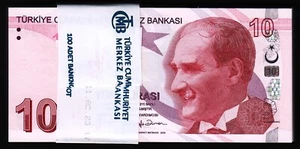 Turkey 10 Lira 2009 - 2022, UNC, BUNDLE, Pack 100 PCS, Prfx F, P-223f, New Sign - Picture 1 of 5