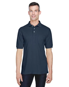 Harriton Men's 5.6 oz. Easy Blend Polyester Cotton Polo with Pocket M265P S-4XL - Picture 1 of 7