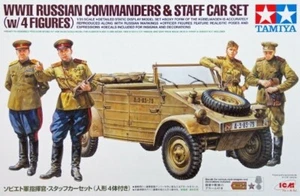 Tamiya 25153 Segunda Guerra Mundial Comandantes Rusos con Kubelwagen Staff Car Modelo Kit 1/35 - Imagen 1 de 1