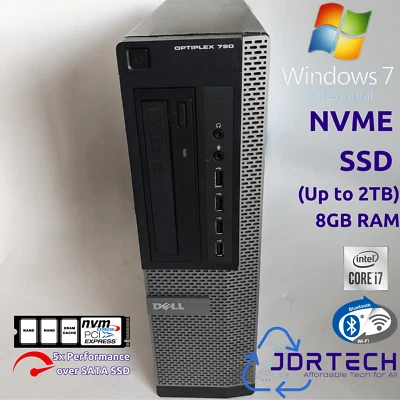 Customizable Windows 7 Pro Dell Optiplex 790 Intel Core i7 NVME SSD 8GB WiFi - Image 1 of 4