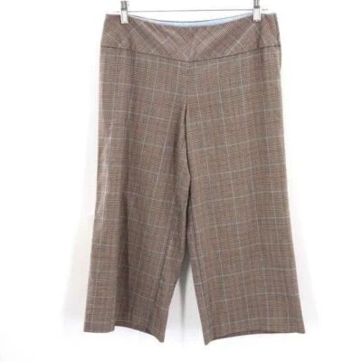 Pantalones Capri Tracy Evans Mujer 9 Junior Marrón Azul Cuadros Pata de Gallo Vestido Goucho Foto 1 de 4