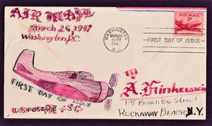US #C33 DC-4 SKYMASTER FIRST DAY COVER WITH HANDDRAWN CACHET 1947 - Picture 1 of 2