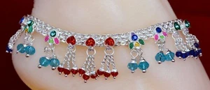 Bollywood Designer CZ Silver Tone Indian Anklets Payal - 1 Pair ( 2 Pcs ) - PQ - Picture 1 of 2