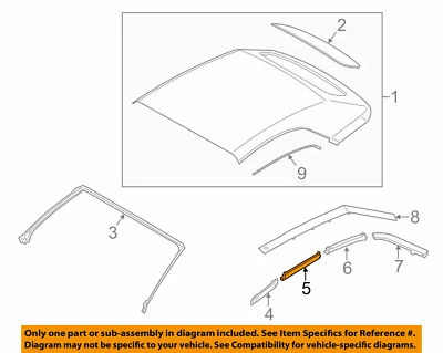 2016-18 Ford Mustang Convertible Upper Weatherstrip Passenger Side GR3Z7651568A - Image 1 of 3