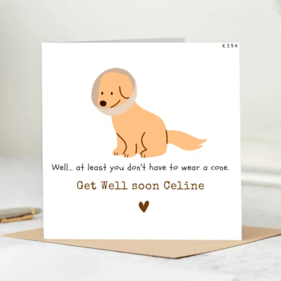 Get well soon card, get well card, dog card, feel better soon card, at least 6x6 - Image 1 of 2