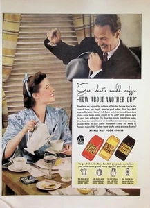 VINTAGE Print Ad ~ A&P Coffee Service ~ Gee, that's swell coffee ~ 1940s - Picture 1 of 1