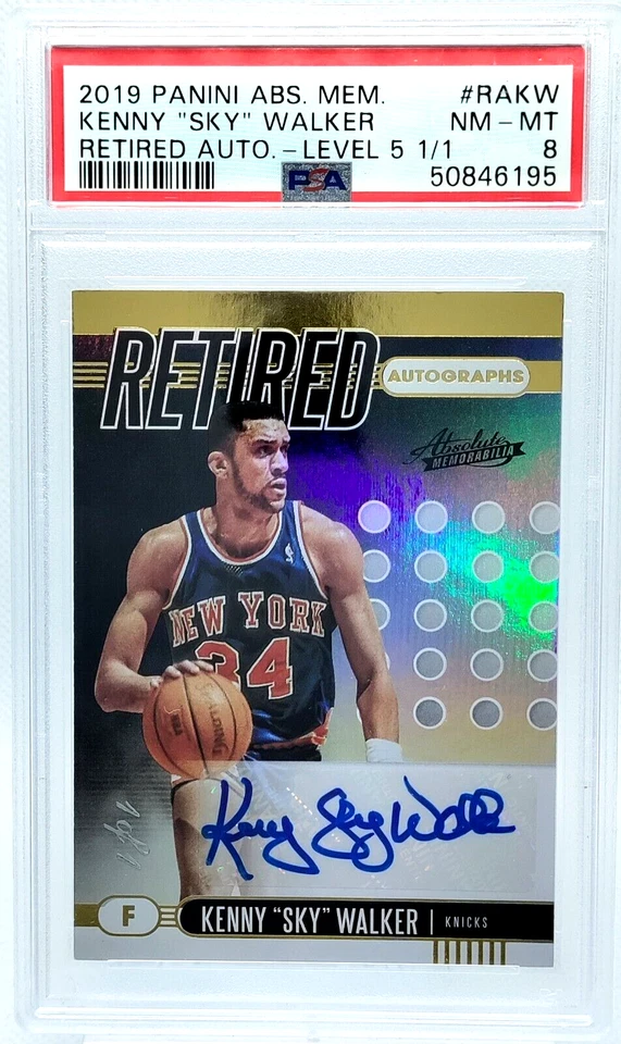 PSA 8 1/1 Kenny Walker AUTO Sky Autograph One 2019 Absolute Level 5 Knicks SP - Image 1 of 2