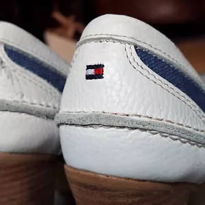 Slipper Damen | TOMMY HILFIGER | blau/weiß | EU-Größe 39 | Leinen Leder Holz - Bild 1 von 7