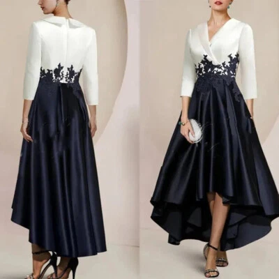 Blanco Satén Madre de la Novia Vestidos Apliques Formales Boda Invitada Vestidos Nuevos Foto 1 de 4